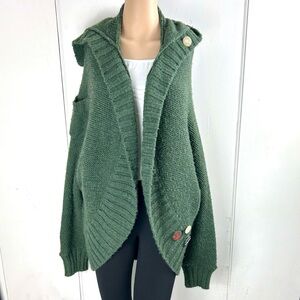 Cop.Copine Green Hooded Cardigan